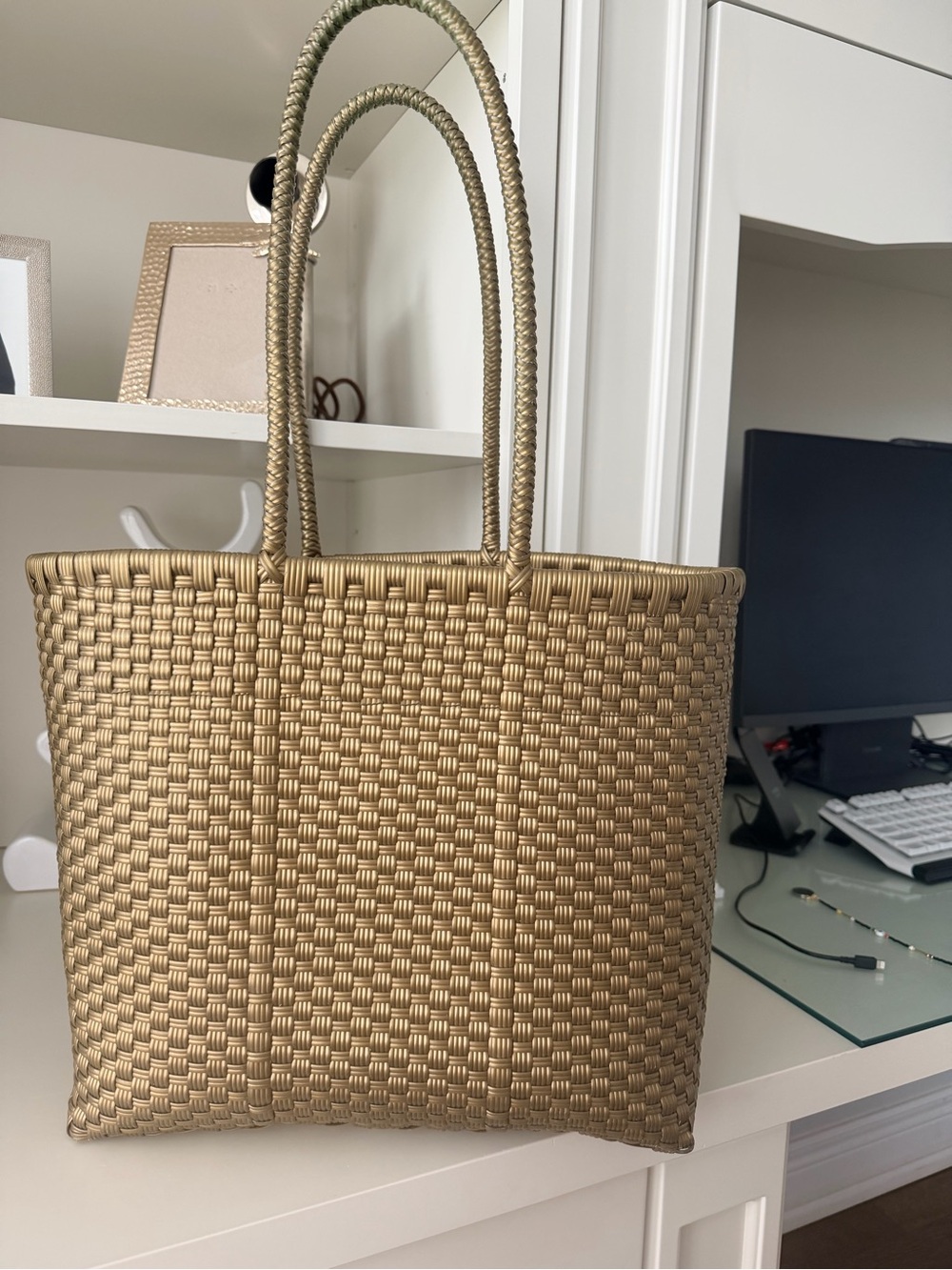 Woven Large Shoulder Tote Beach Bag Women’s Pool Vacation - Picture 5 of 12